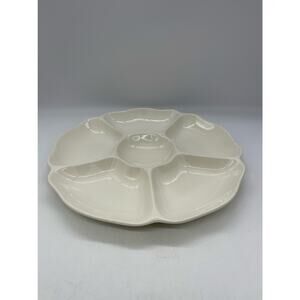 Spode Imperial White Vegetable & Dip Tray w/ Scalloped Rim